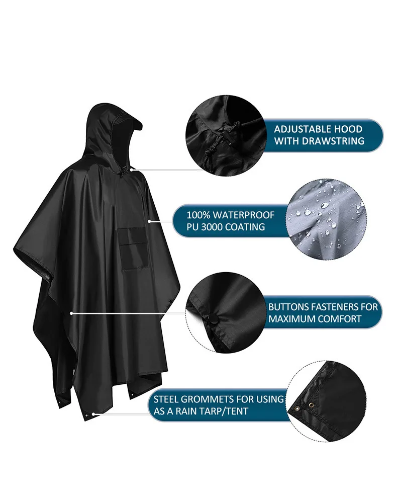Emergency Poncho Rain - 2026 Per Campeggio ed Escursionismo, Poncho